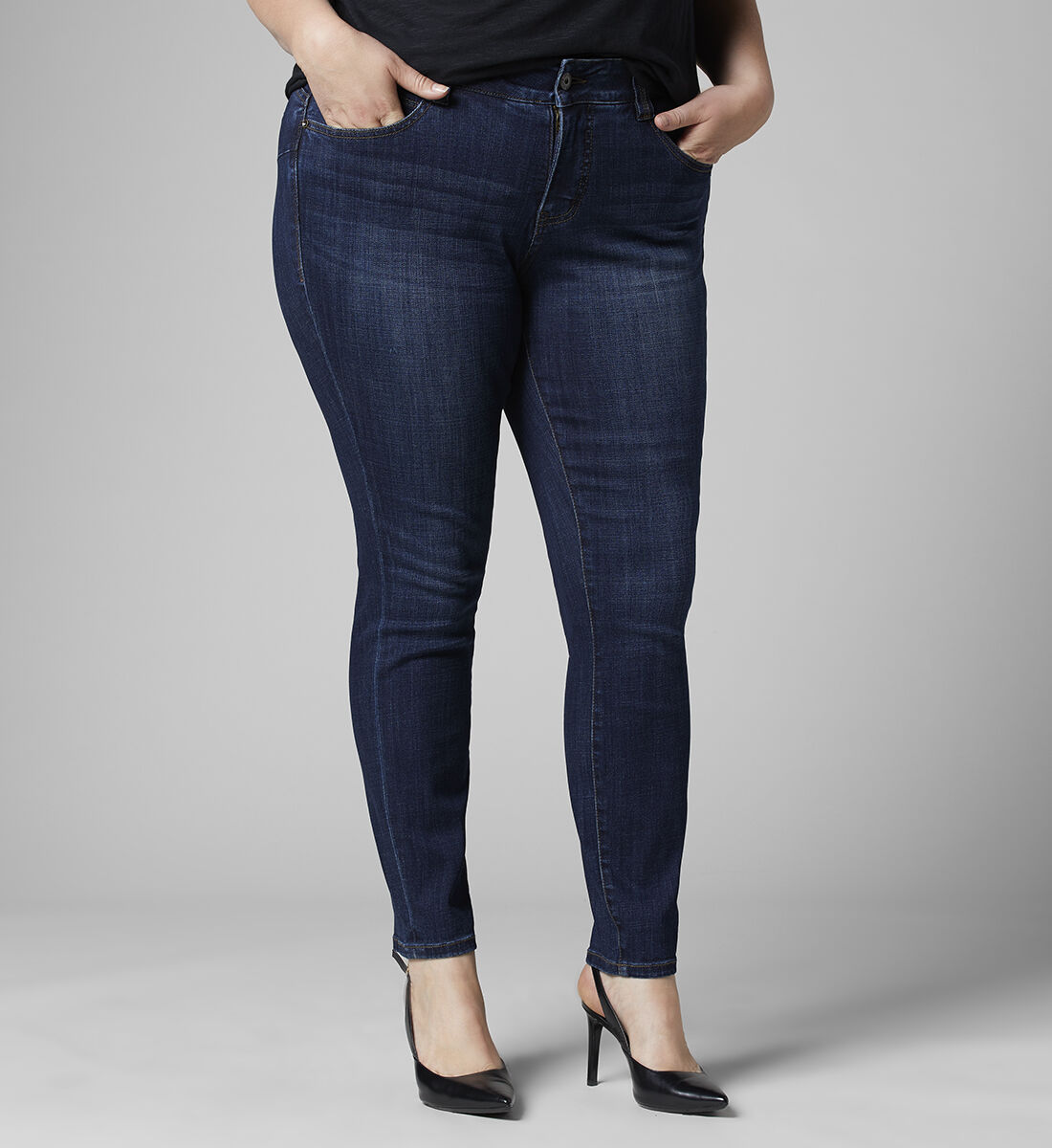 Cecilia Mid Rise Skinny Jeans Plus Size Side